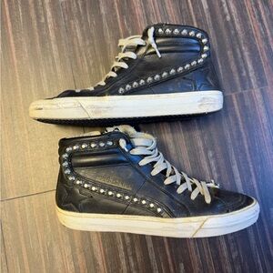 Golden Goose black high tops with silver studs, size 38